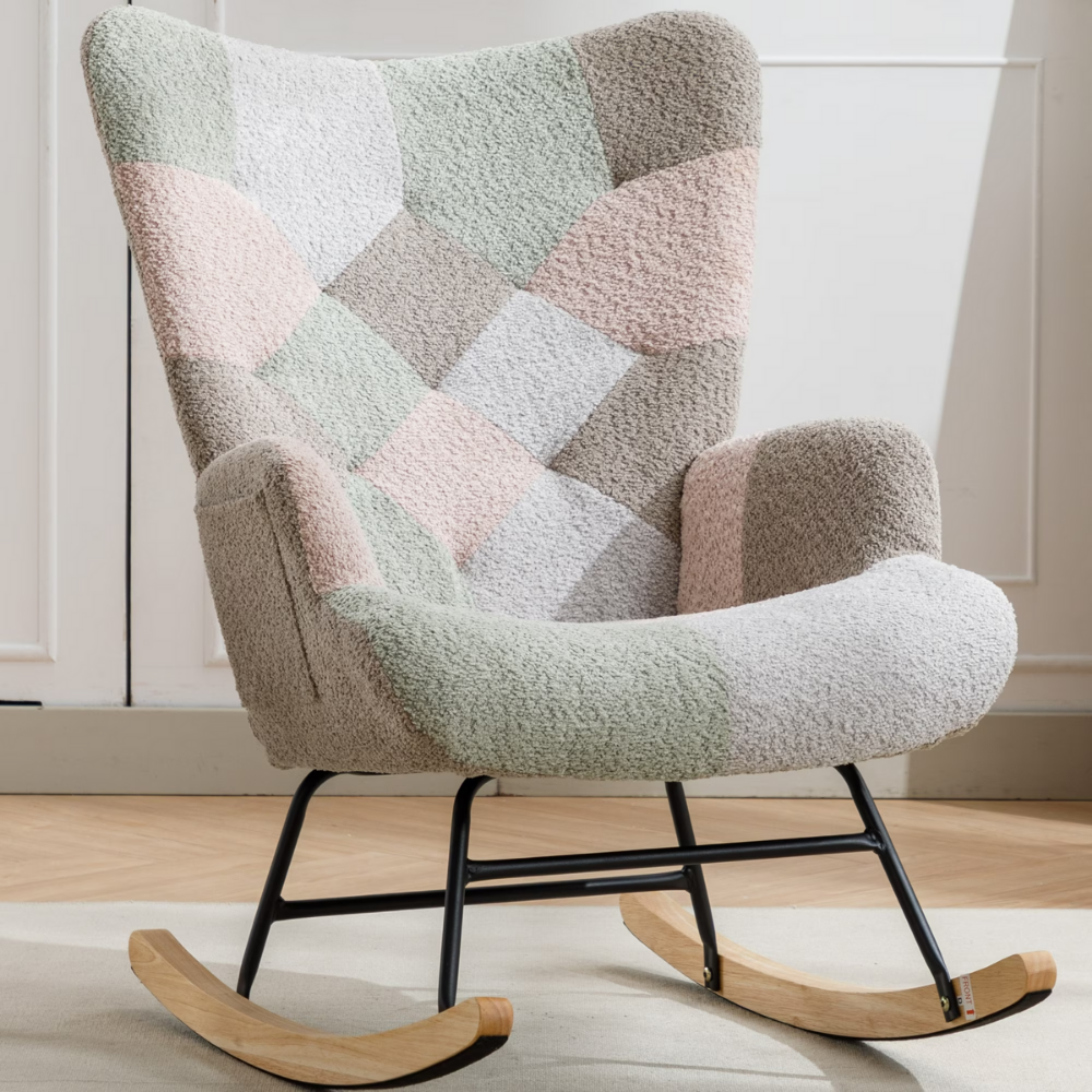 Modern Patchwork Teddy Rocking Chair-2