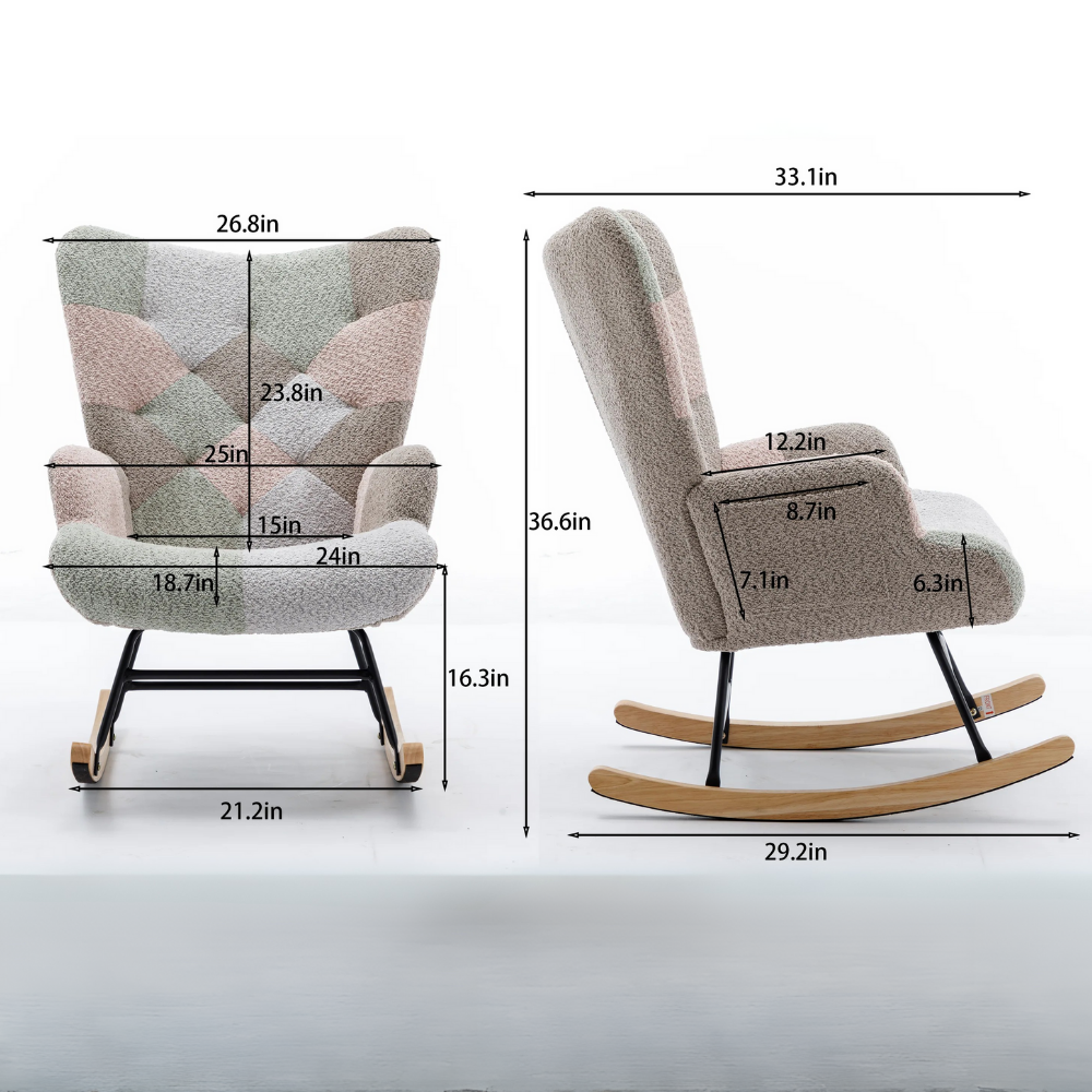 Modern Patchwork Teddy Rocking Chair-16