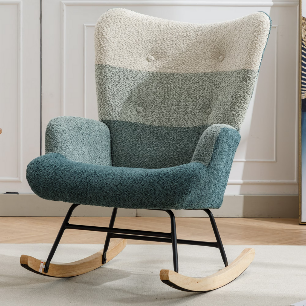 Modern Patchwork Teddy Rocking Chair-9