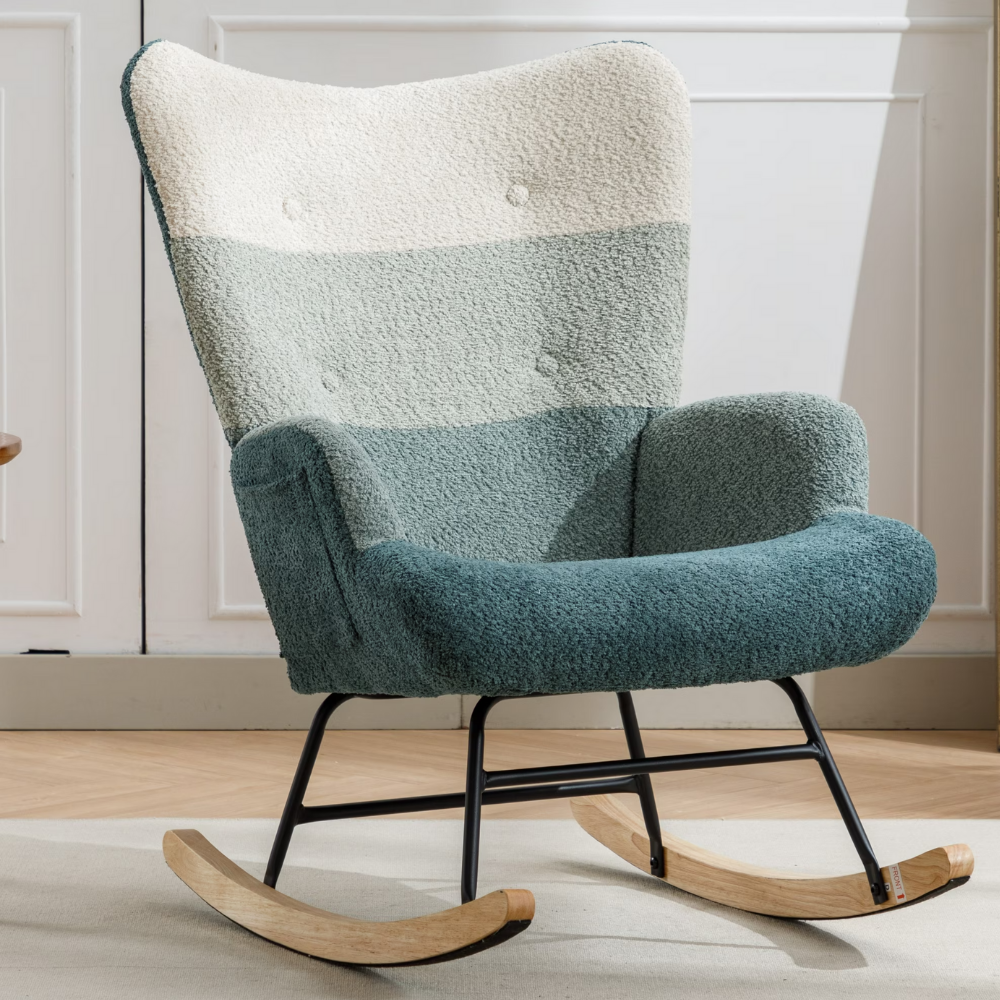 Modern Patchwork Teddy Rocking Chair-5
