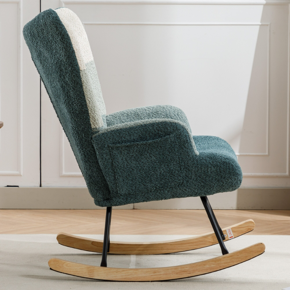 Modern Patchwork Teddy Rocking Chair-7