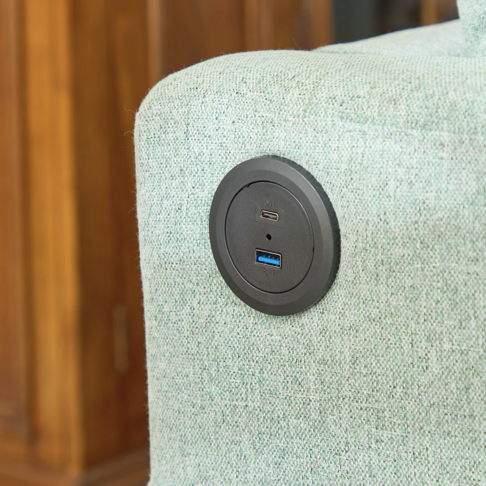 Classic 3-Seater Fabric Sofa with USB & Type-C Charging Ports-12