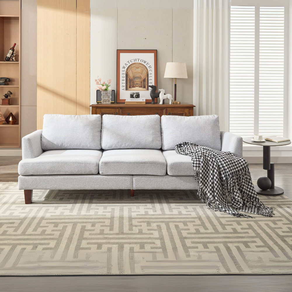 Classic 3-Seater Fabric Sofa with USB & Type-C Charging Ports-1