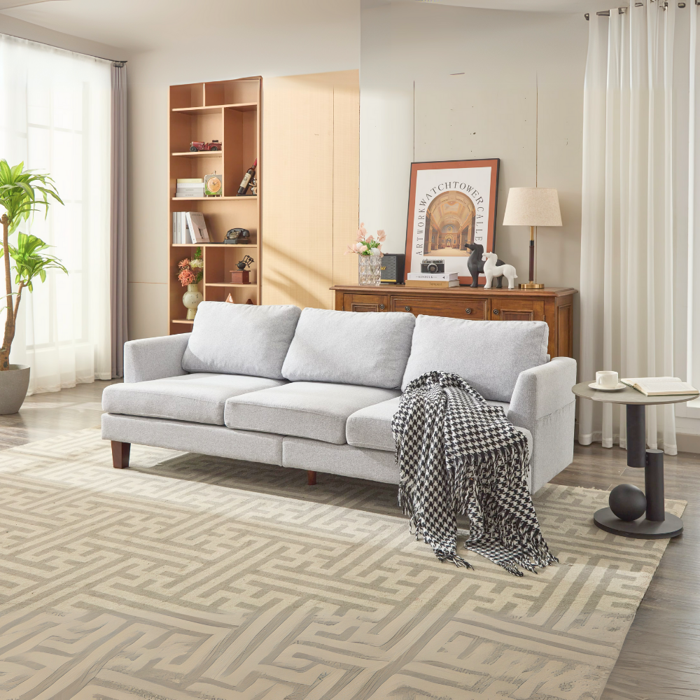 Classic 3-Seater Fabric Sofa with USB & Type-C Charging Ports-2