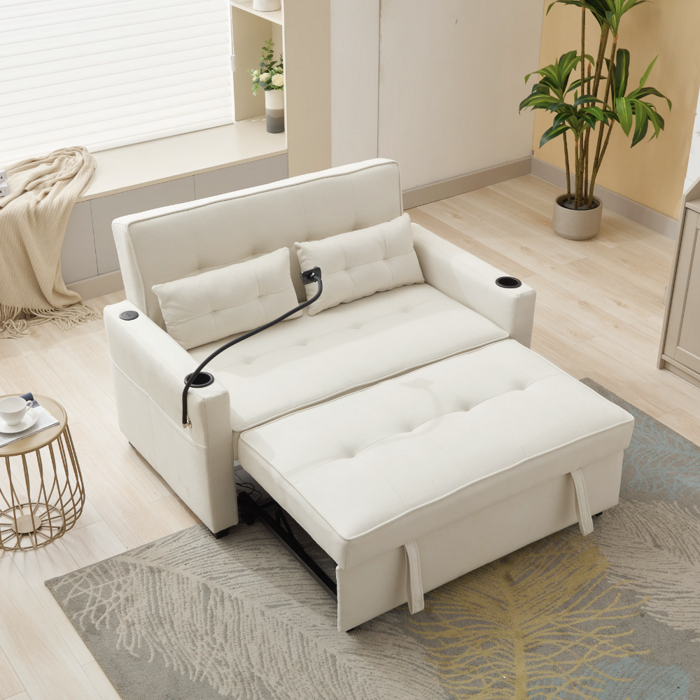 Convertible Sleeper Loveseat Sofa Bed with USB Ports & Cup Holders-10