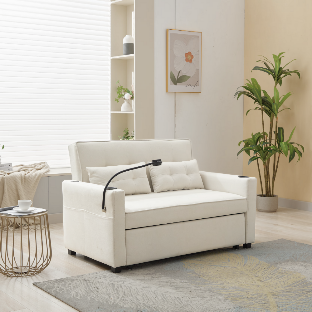 Convertible Sleeper Loveseat Sofa Bed with USB Ports & Cup Holders-11