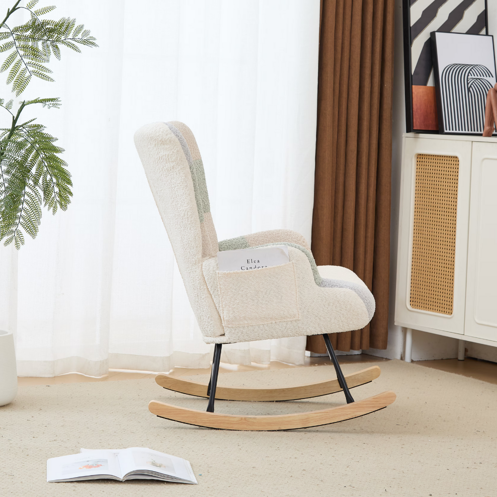 Modern Patchwork Teddy Rocking Chair-11