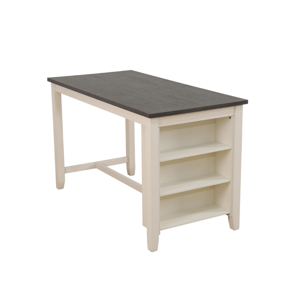 White Oak with Black MDF Top and Grey Linen Living Room Table set 5 PIECES