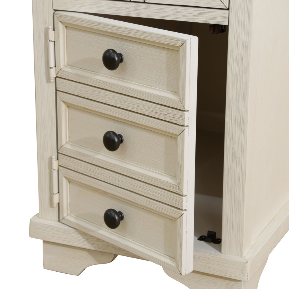 Dark Grey MDF Top and White Oak Drawer Living Room Side Cabinet