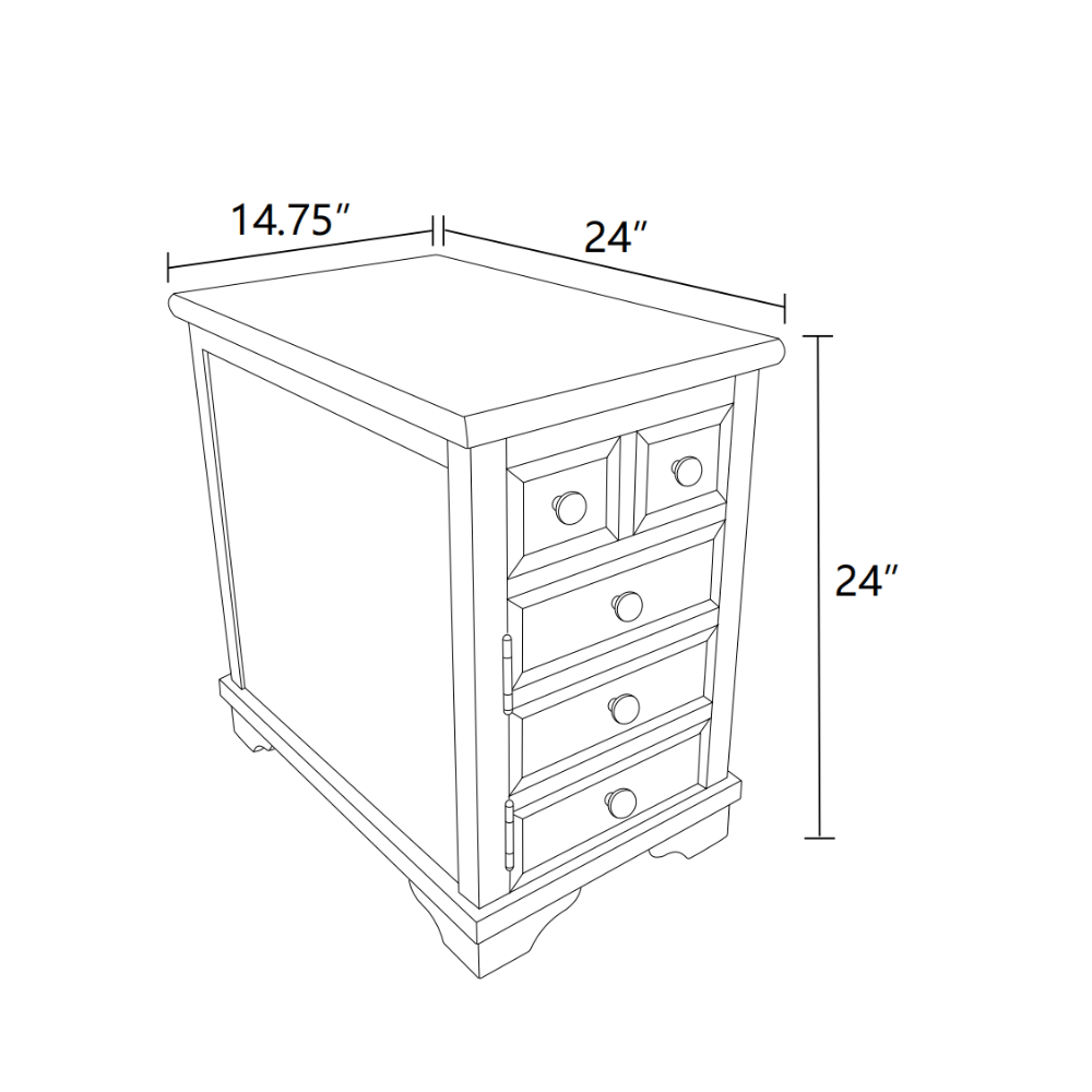 Dark Grey MDF Top and White Oak Drawer Living Room Side Cabinet