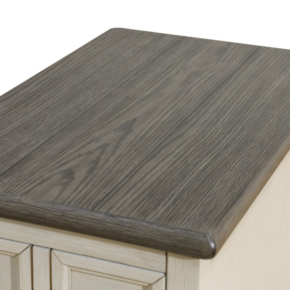 Dark Grey MDF Top and White Oak Drawer Living Room Side Cabinet