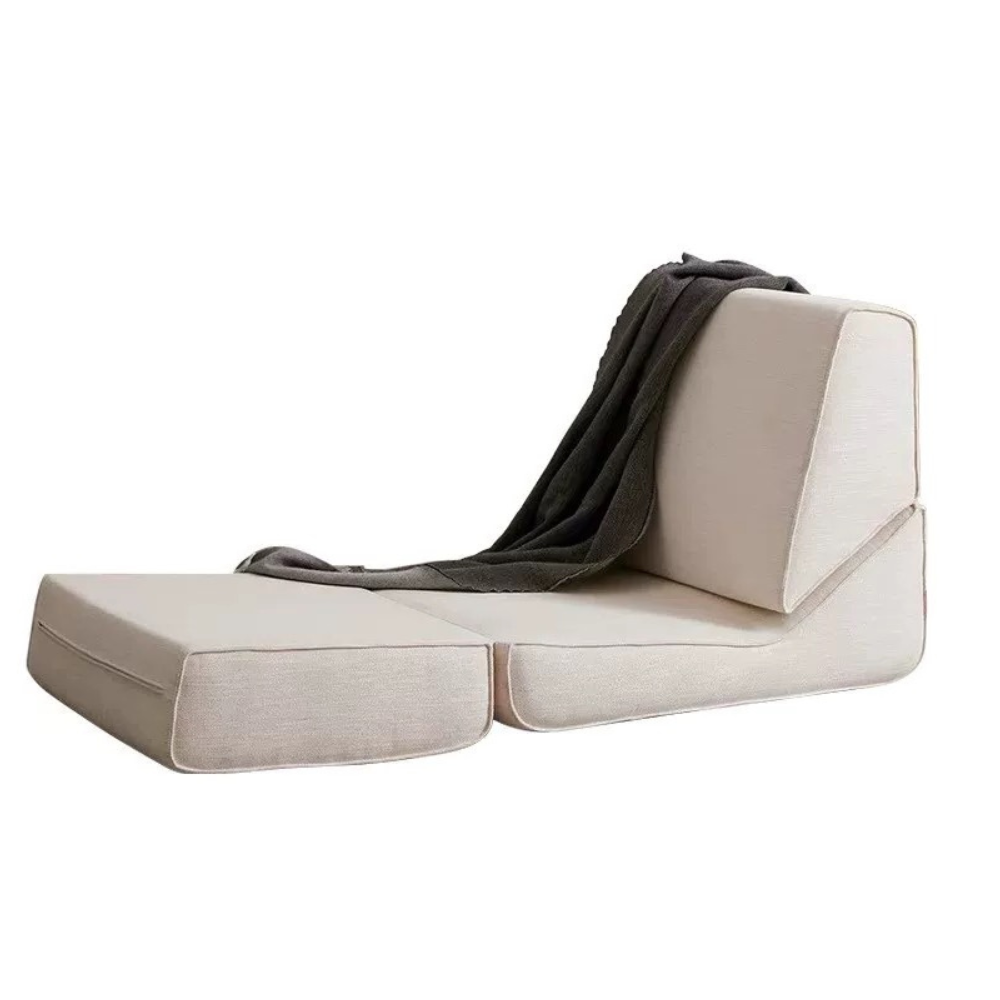 Foldable lamb wool lounge chair, 3-level adjustable backrest, plush deep seating, foldable lounge chair, space-saving design, free color customization, free shipping.