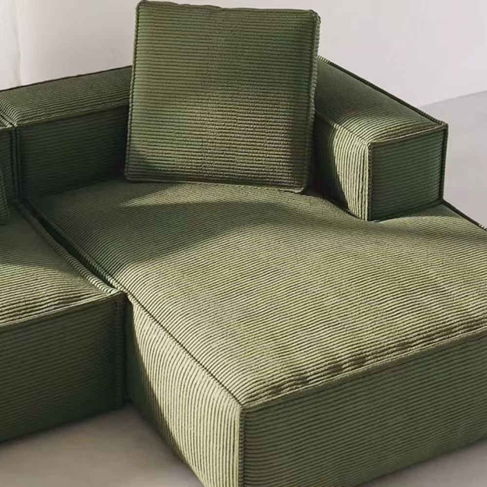 Corduroy modular sectional sofa in customizable U‑shape—soft durable corduroy upholstery, perfect seating solution for living rooms and studios.