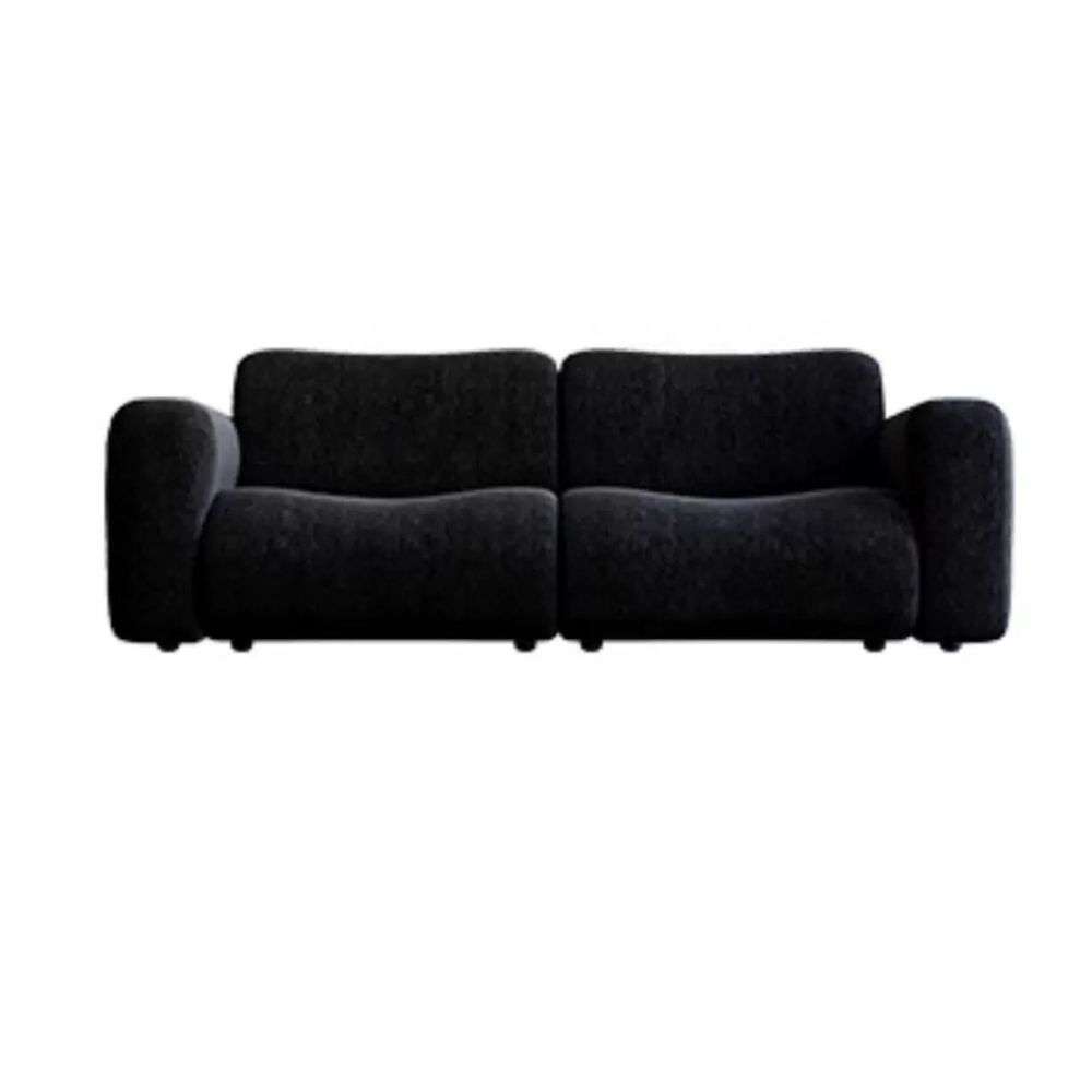Black modular lamb wool sofa—vacuum‑packed single‑block or sectional layout in plush lamb wool. Ideal for modern living rooms, studios, and guest spaces.