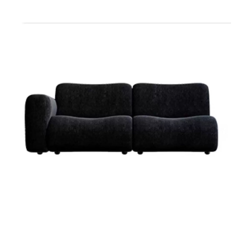 Black modular lamb wool sofa—vacuum‑packed single‑block or sectional layout in plush lamb wool. Ideal for modern living rooms, studios, and guest spaces.