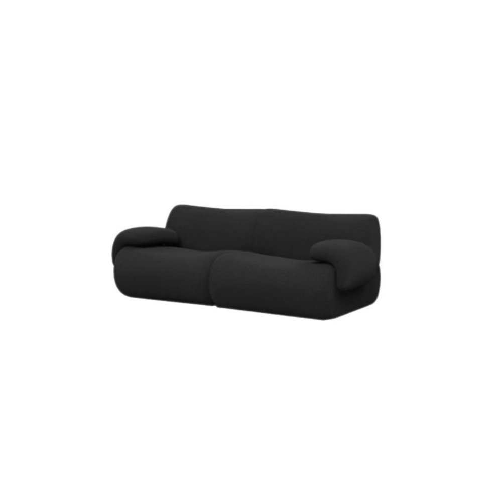 Black modular lamb wool sofa—vacuum‑packed single‑block or sectional layout in plush lamb wool. Ideal for modern living rooms, studios, and guest spaces.