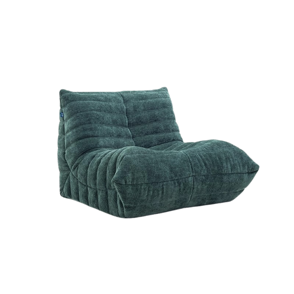 Lamb wool compressed lazy sofa chair in green or yellow, multiple sizes, deep seating sofa bed, space-saving lounge chair, free customization and shipping.