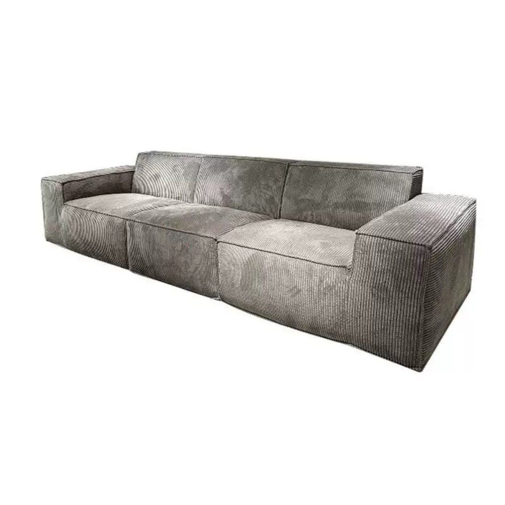Modular corduroy sofa set in dark grey—vacuum‑packed single-block or sectional seating in plush durable corduroy. Ideal for living rooms, studios, and guest rooms.