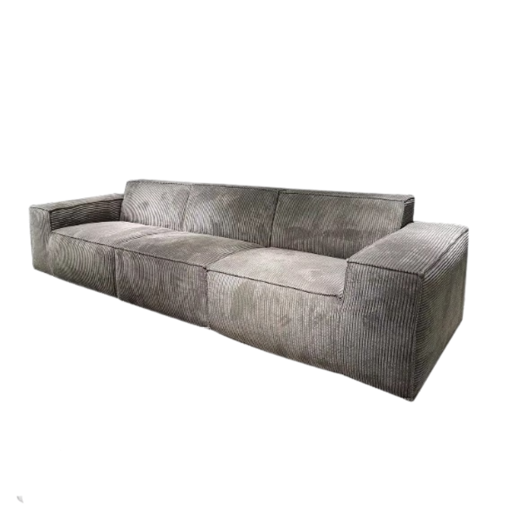 Modular corduroy sofa set in dark grey—vacuum‑packed single-block or sectional seating in plush durable corduroy. Ideal for living rooms, studios, and guest rooms.