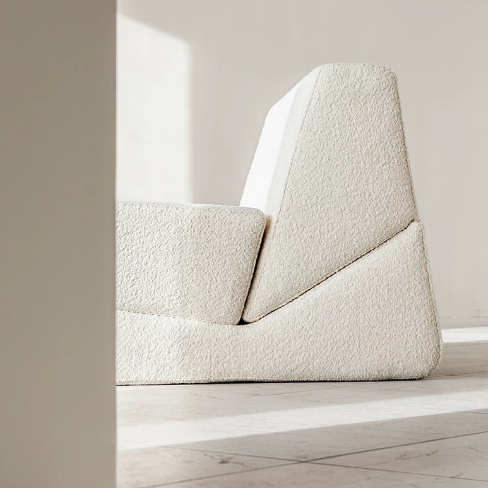 Foldable lamb wool lounge chair, 3-level adjustable backrest, plush deep seating, foldable lounge chair, space-saving design, free color customization, free shipping.