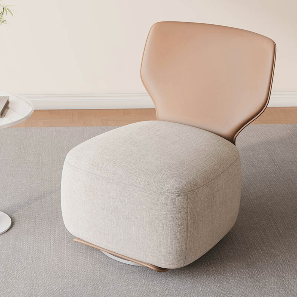 Customizable Homiyu lounge chair with optional swivel base, available in two sizes and multiple upholstery colors for compact comfort.
