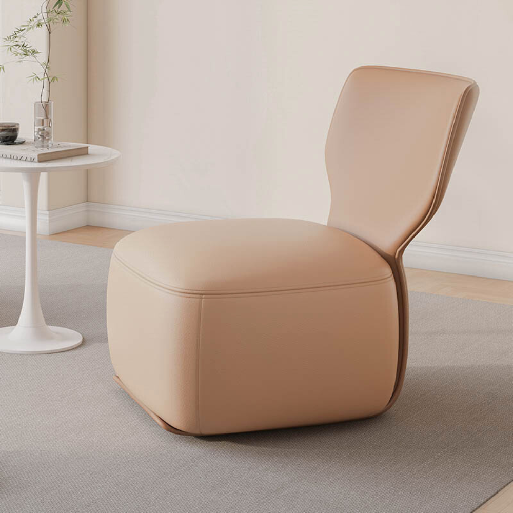 Customizable Homiyu lounge chair with optional swivel base, available in two sizes and multiple upholstery colors for compact comfort.
