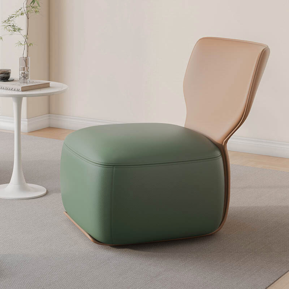 Customizable Homiyu lounge chair with optional swivel base, available in two sizes and multiple upholstery colors for compact comfort.