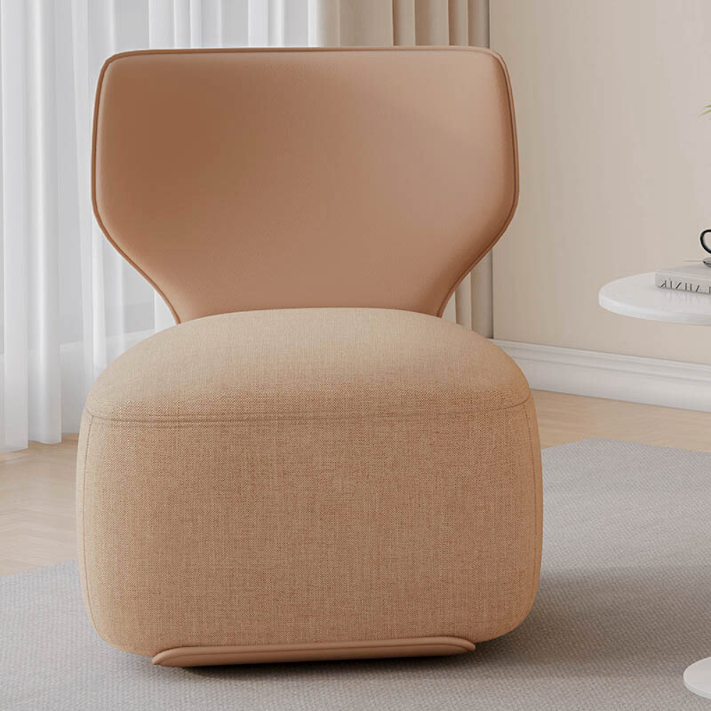 Customizable Homiyu lounge chair with optional swivel base, available in two sizes and multiple upholstery colors for compact comfort.