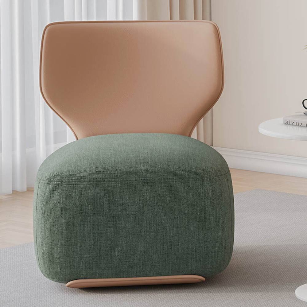 Customizable Homiyu lounge chair with optional swivel base, available in two sizes and multiple upholstery colors for compact comfort.