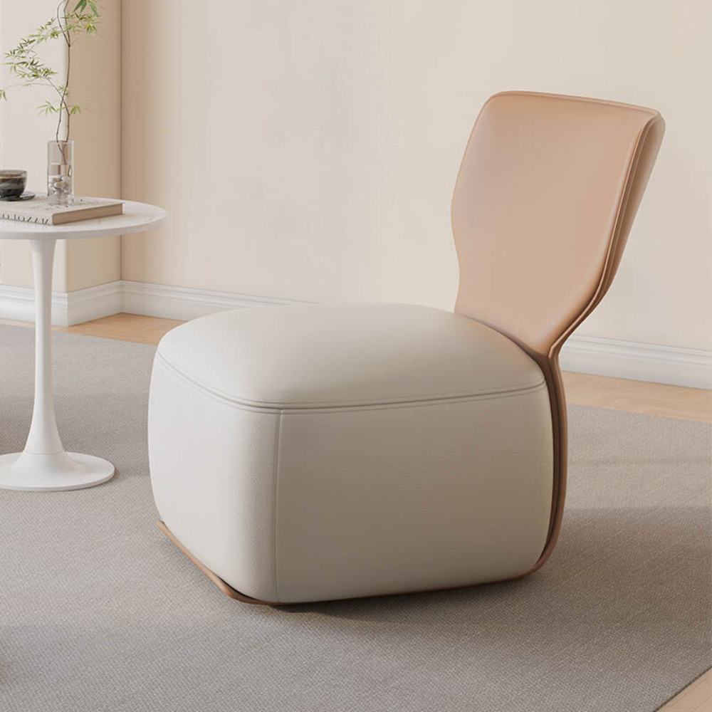 Customizable Homiyu lounge chair with optional swivel base, available in two sizes and multiple upholstery colors for compact comfort.