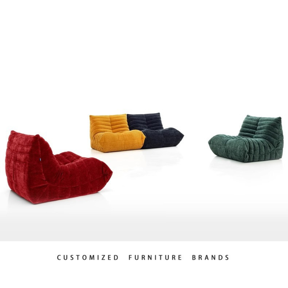 Lamb wool compressed lazy sofa chair in green or yellow, multiple sizes, deep seating sofa bed, space-saving lounge chair, free customization and shipping.