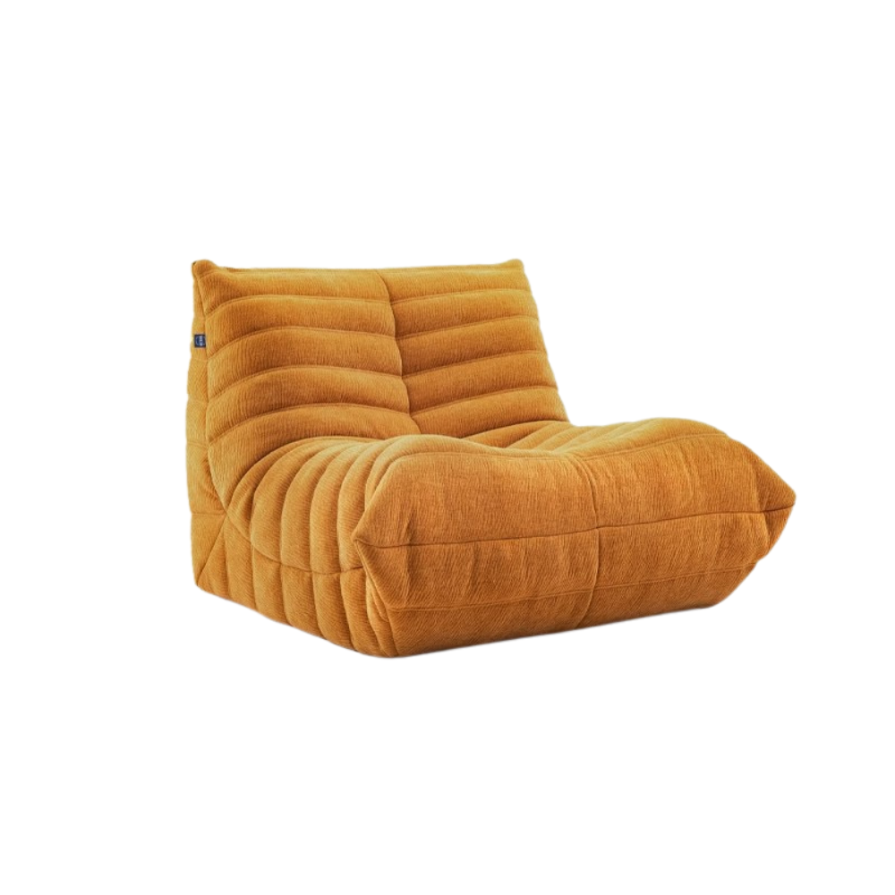 Lamb wool compressed lazy sofa chair in green or yellow, multiple sizes, deep seating sofa bed, space-saving lounge chair, free customization and shipping.