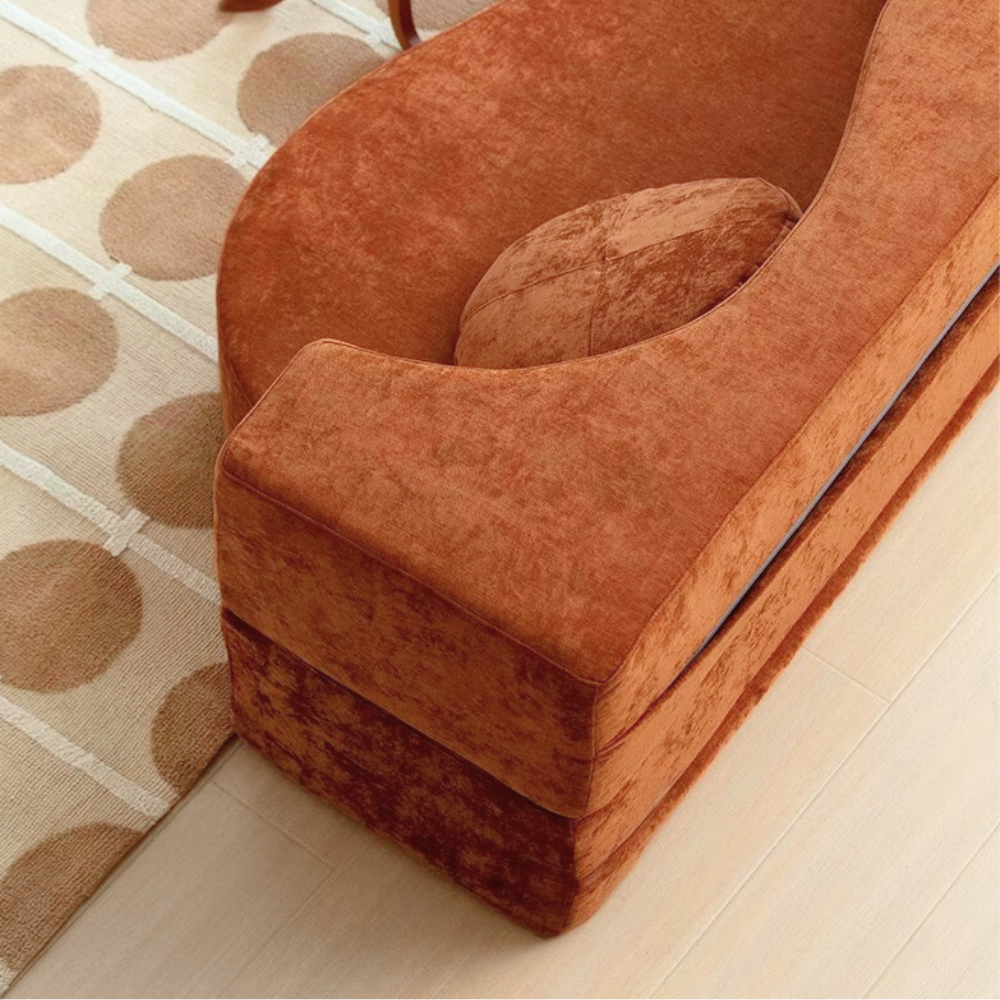 Teddy velvet compressed sofa bed—multifunctional modular sofa bed in brown velvet, deep‑seating, space‑saving, free color customization, 2025 furniture trend,
